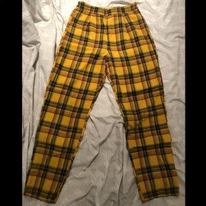 romwe yellow plaid pants